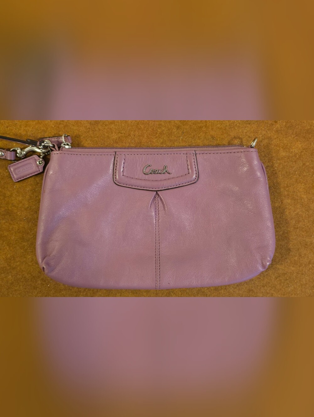 Coach Pink Leather Clutch - Coach Signature Metal Logo
